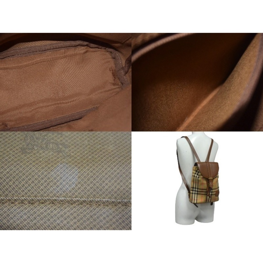 BURBERRY Backpack Daypack Nova Check Brown Beige Tan Canvas Leather - Picture 10 of 10